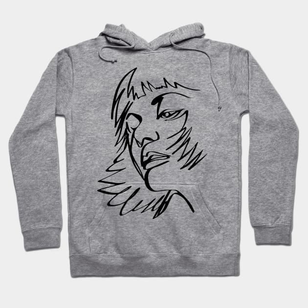 Abstract Face One Line Art ,Face One Line Drawing Hoodie by 9georgeDoodle